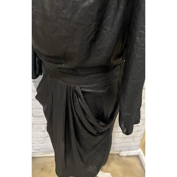 BCBGMAXAZRIA CLADIANA METALLIC BLACK DRESS WITH POCKETS SIZE XXS - Picture 3 of 7
